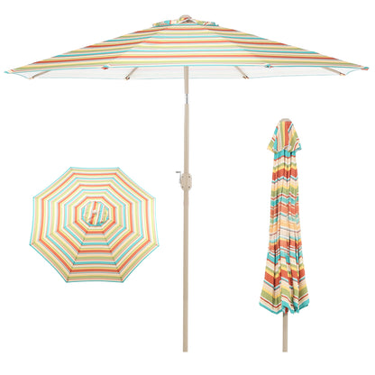 9 ft. Outdoor Patio Market Umbrella Aluminum Frame with Push Button Tilt Crank and 8 Steel Ribs