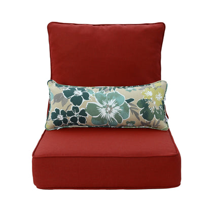 Outdoor Deep Seat Cushion Set with Lumbar Pillow, Patio Chair Back & Seat Cushions, Red