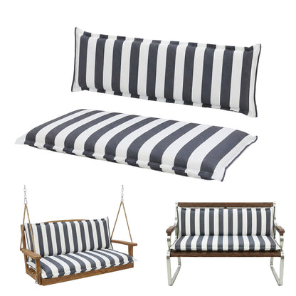 Outdoor 2-3 Seater Bench Cushion Set for Patio Swing and Bench, Grey Stripe