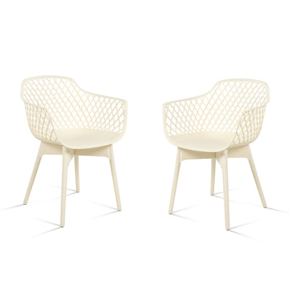 Modern Dining Chairs Set, Weather-Resistant Plastic Cafe Chairs