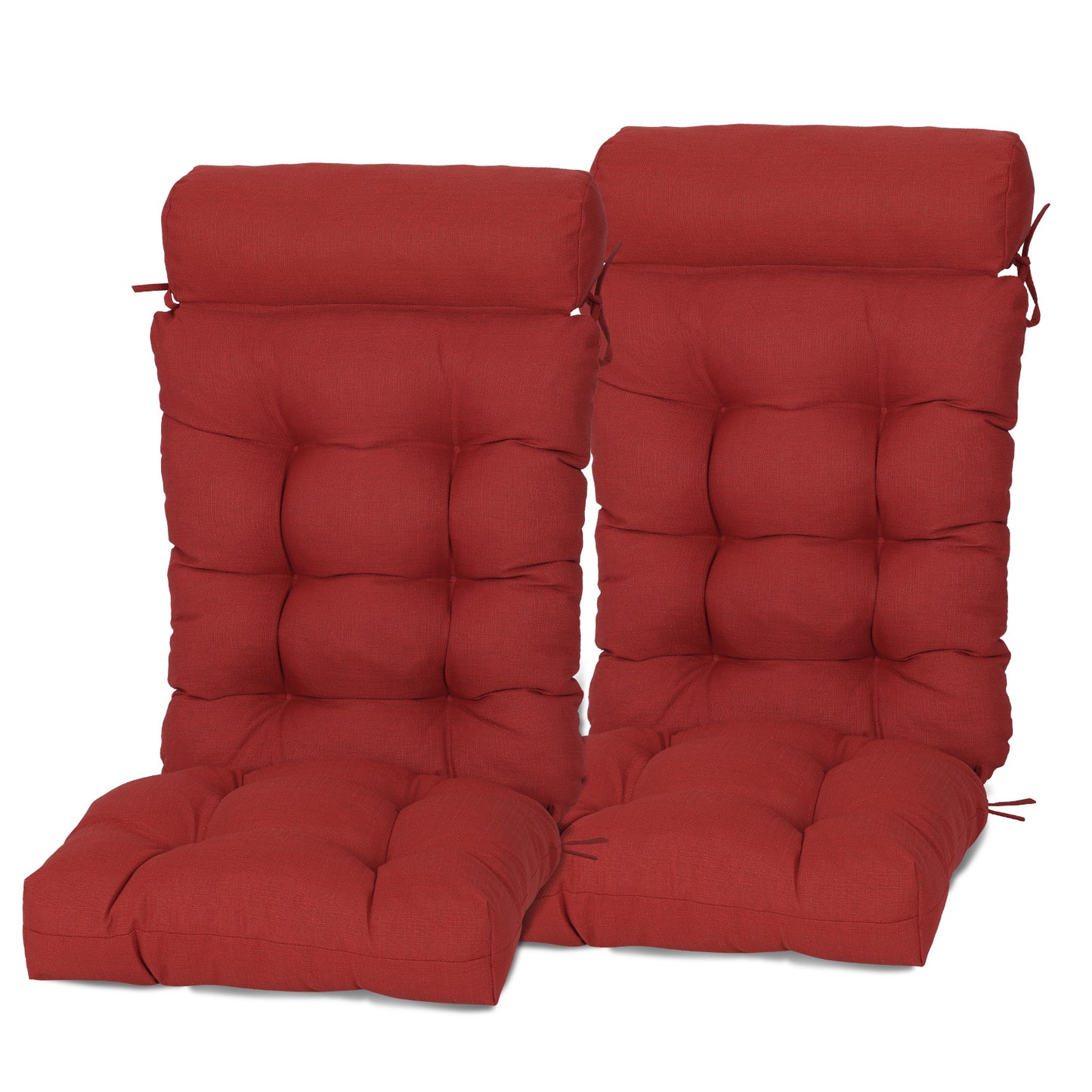 Tufted Outdoor High Back Rocking Chair Cushion Set of 2, Red