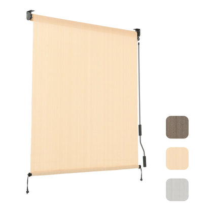 Patio Roller Shade, HDPE Fabric Outdoor Cordless Roll Up Blind with UV Protection