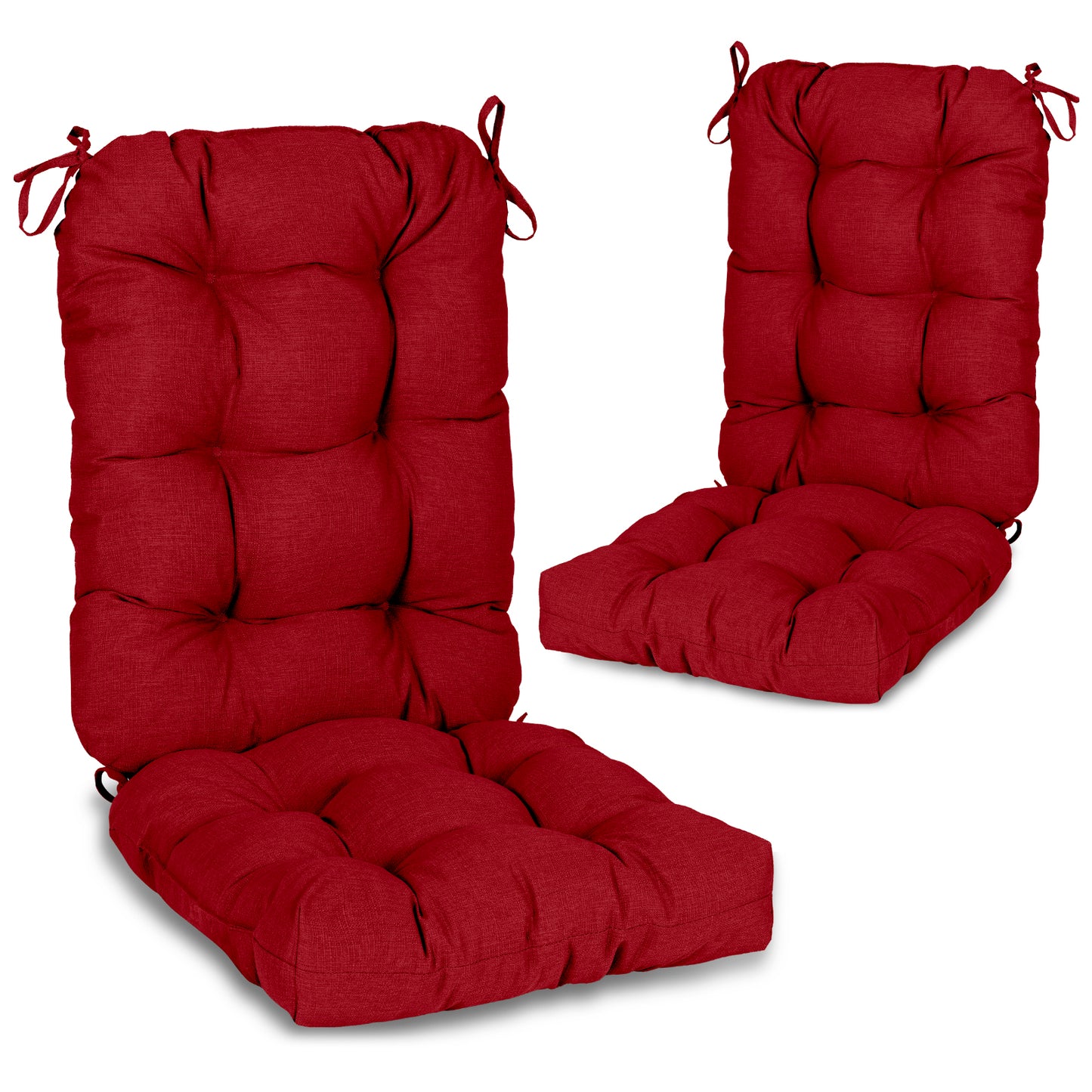 Tufted Outdoor High Back Chair Cushions Patio Replacement Cushion, Red