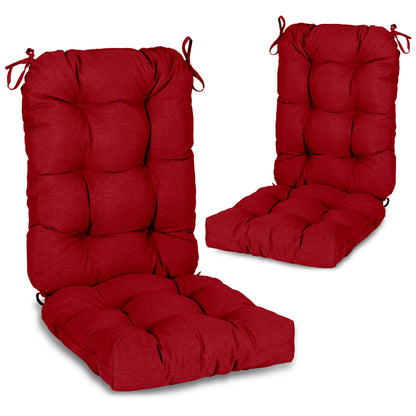 Tufted Outdoor High Back Chair Cushions Patio Replacement Cushion, Red