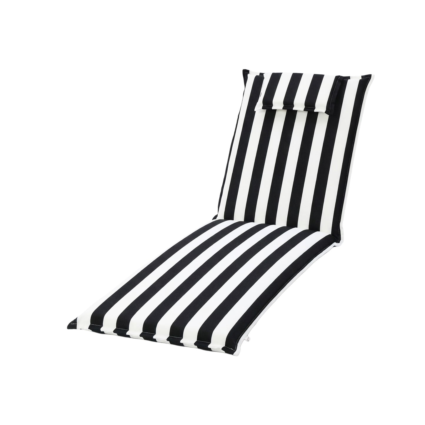 79x25x3 inch Outdoor Lounge Chair Cushion with Headrest, Black Stripe