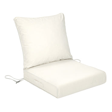 Waterproof Outdoor Deep Seat Cushion Set with Adjustable Straps & Removable Cover - Ivory White Aoodor 