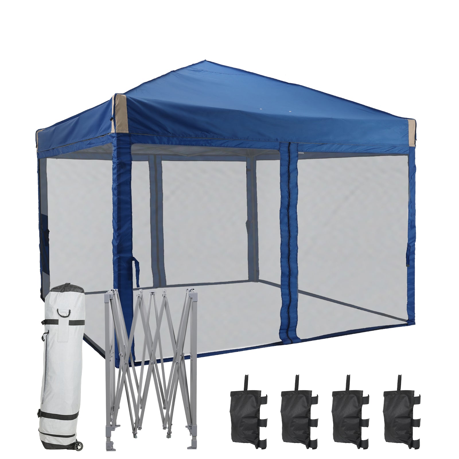 Aoodor Pop Up Canopy Tent with Removable Mesh Sidewalls-10x10/12x12ft. Grey / 10x10 ft