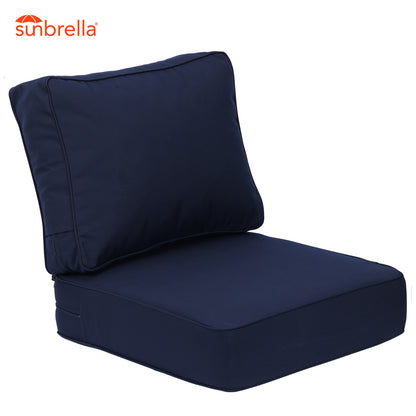 Premium Sunbrella Fabric Outdoor Patio Chair Cushions Set, Canvas Navy