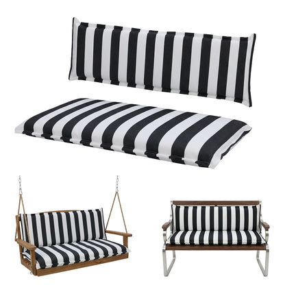 Outdoor 2-3 Seater Bench Cushion Set for Patio Swing and Bench, Black Stripe