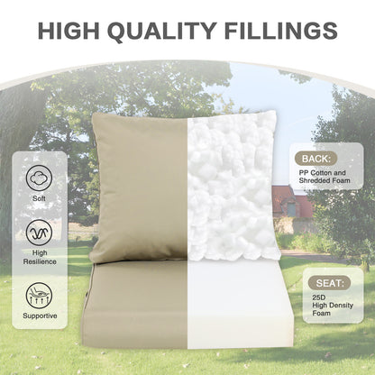 Outdoor Chair Cushions, Patio Deep Seat Cushions with Handle & Adjustable Straps - Khaki