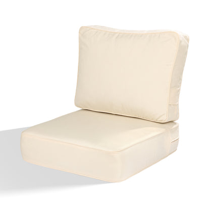 Premium Sunbrella Fabric Outdoor Patio Chair Cushions Set, Canvas Vellum