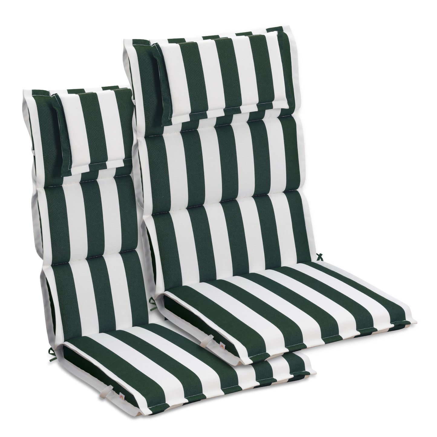 47x21x2.4 inch High Back Patio Chair Cushions with Headrest, Green Stripe