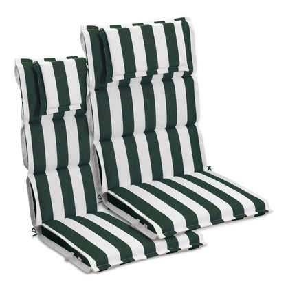 47x21x2.4 inch High Back Patio Chair Cushions with Headrest, Green Stripe
