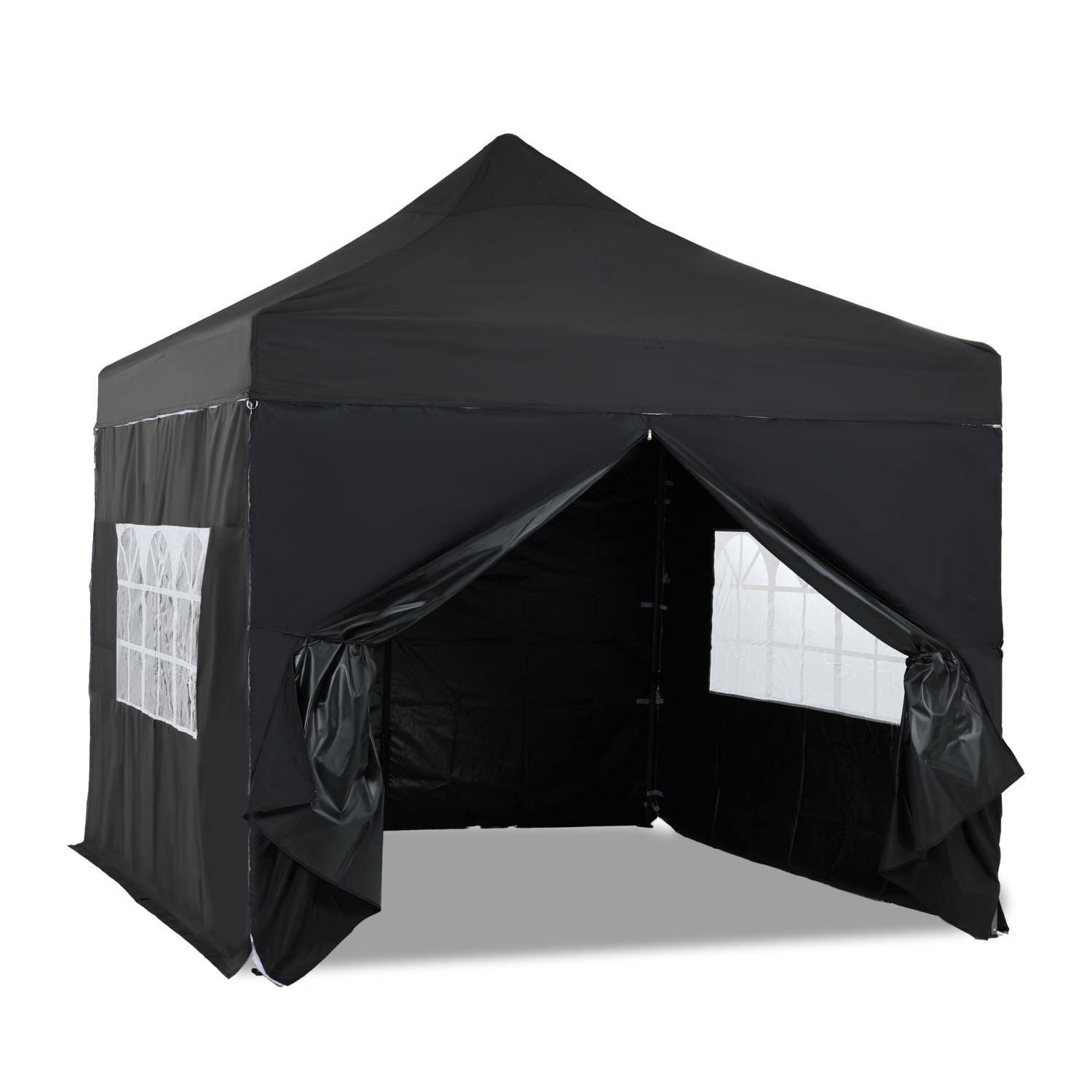 10 x 10 FT. Pop Up Canopy Tent with Windows Sidewalls, 3 Adjustable Heights, with Wheeled Bag  Aoodor    