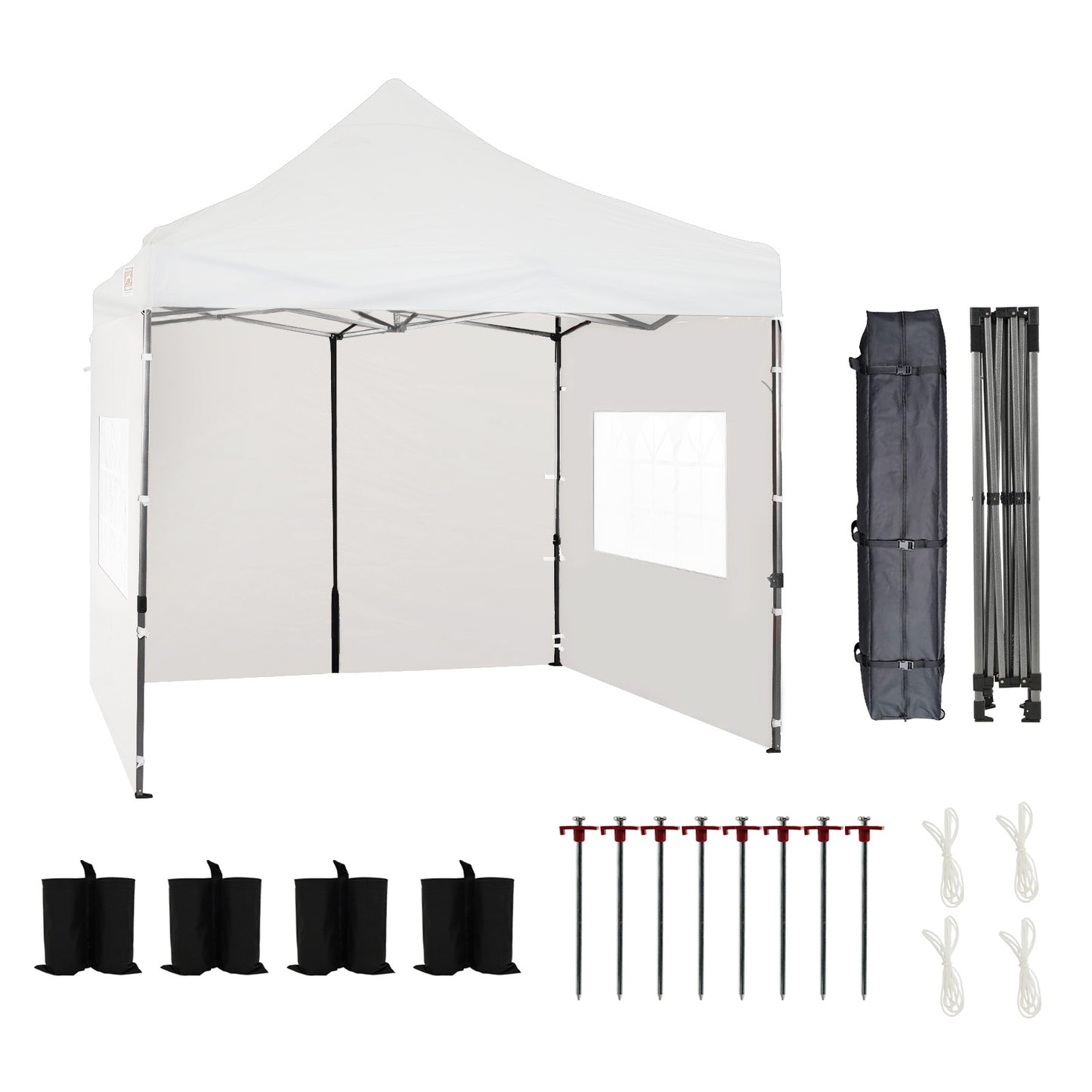 10x10 ft. Pop Up Canopy Tent with Windows Sidewalls and Wheeled Bag