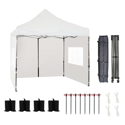 10x10 ft. Pop Up Canopy Tent with Windows Sidewalls and Wheeled Bag