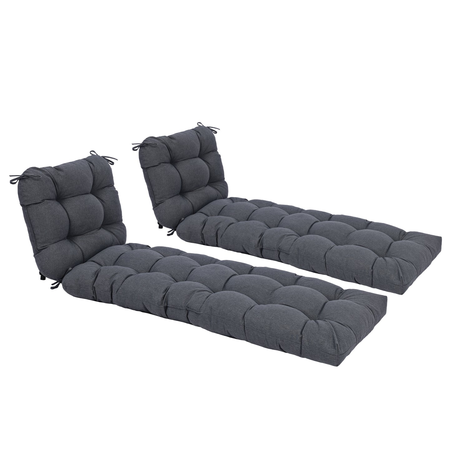 76"x22"x5.1" Polyester Tufted Chaise Lounge Cushion for Outdoor Wicker Chaise Lounge Use, 2 Packs - Dark Gray Aoodor 