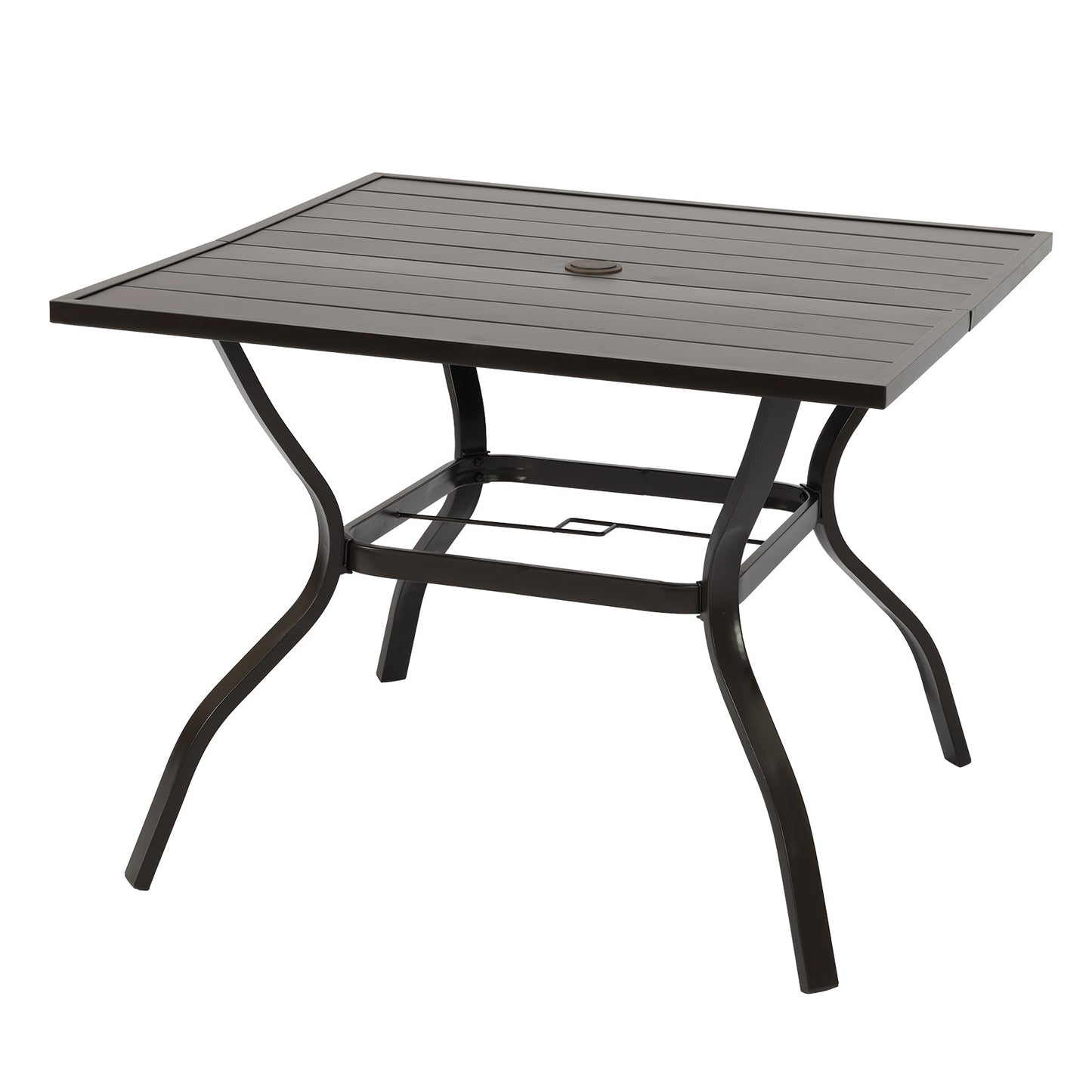 folding metal patio table with umbrella Aoodor Patio Dining Table for 4, 38'' Square Metal Outdoor Patio Table with Umbrella Hole, Outdoor Dining Table for Deck, Yard, Poolside, Porch