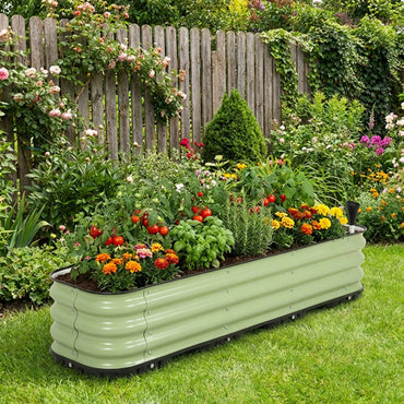11" Tall Galvanized Raised Garden Bed, Self-Watering Planter Box - 63"x16.5"