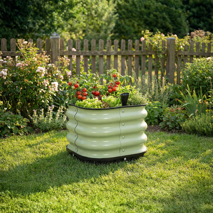 11" Tall Galvanized Raised Garden Bed, Self-Watering Planter Box - 16.5"x16.5"