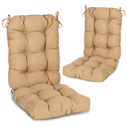Outdoor Tufted High Back Cushions Patio Replacement Chair Cushion with Ties - Brown