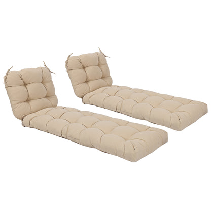 76"x22"x5.1" Polyester Tufted Chaise Lounge Cushion for Outdoor Wicker Chaise Lounge Use, 2 Packs - Khaki