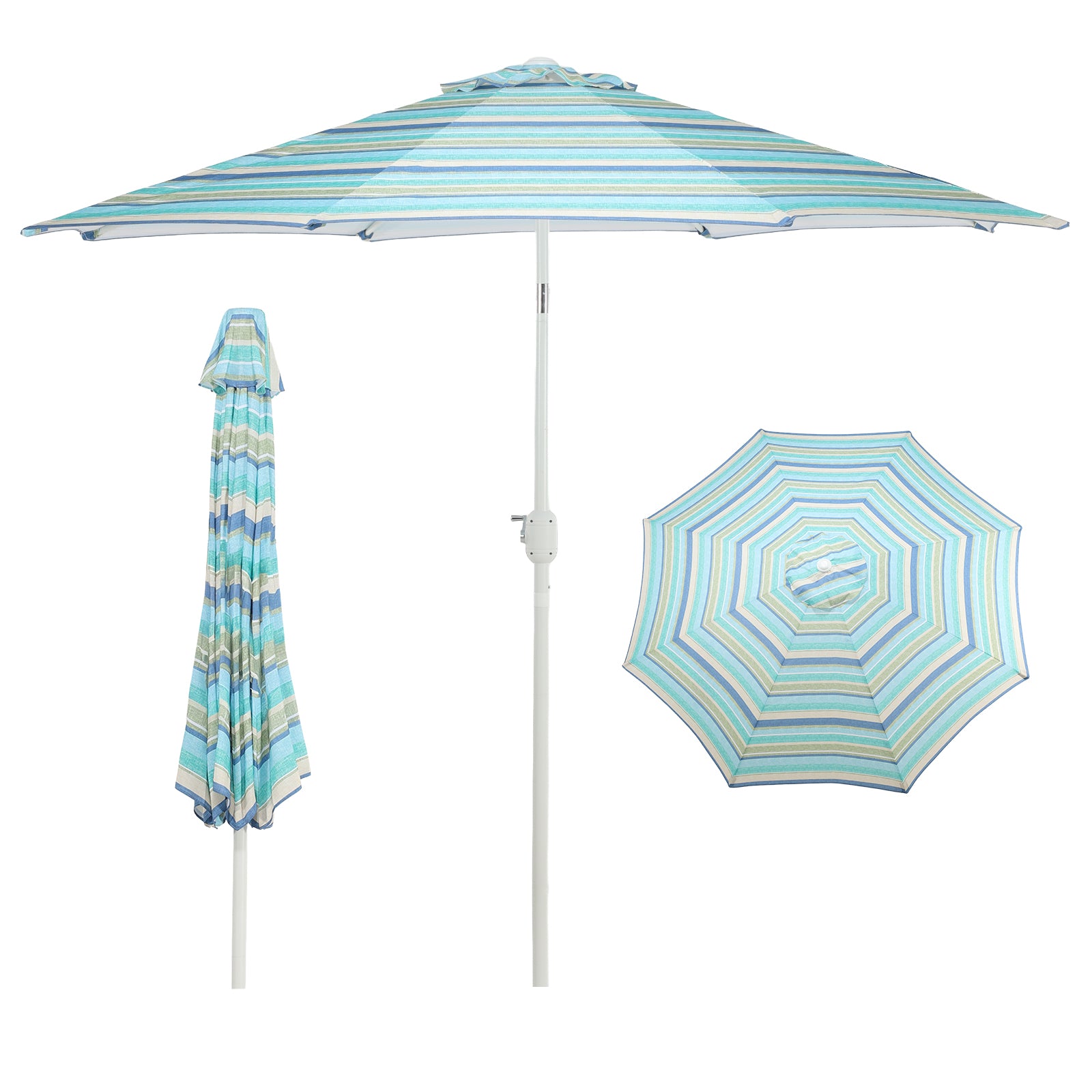 blue patterned patio umbrella Aoodor 9ft. Outdoor Patio Umbrella
