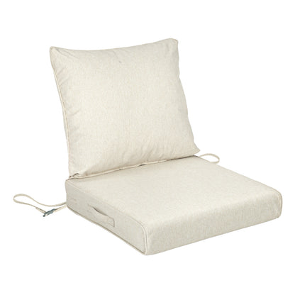 Waterproof Outdoor Deep Seat Cushion Set with Adjustable Straps & Removable Cover - Khaki