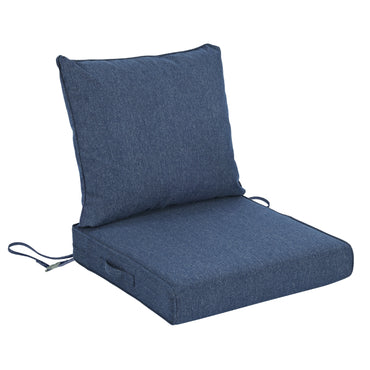 Waterproof Outdoor Deep Seat Cushion Set with Adjustable Straps & Removable Cover - Navy Blue Aoodor 