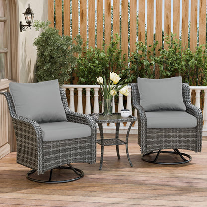 Outdoor Chair Cushions, Patio Deep Seat Cushions with Handle & Adjustable Straps - Gray