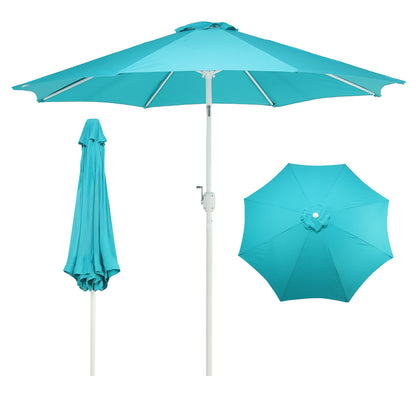 9 ft. Outdoor Patio Market Umbrella with 8 Sturdy Ribs, Push Button Tilt and Crank