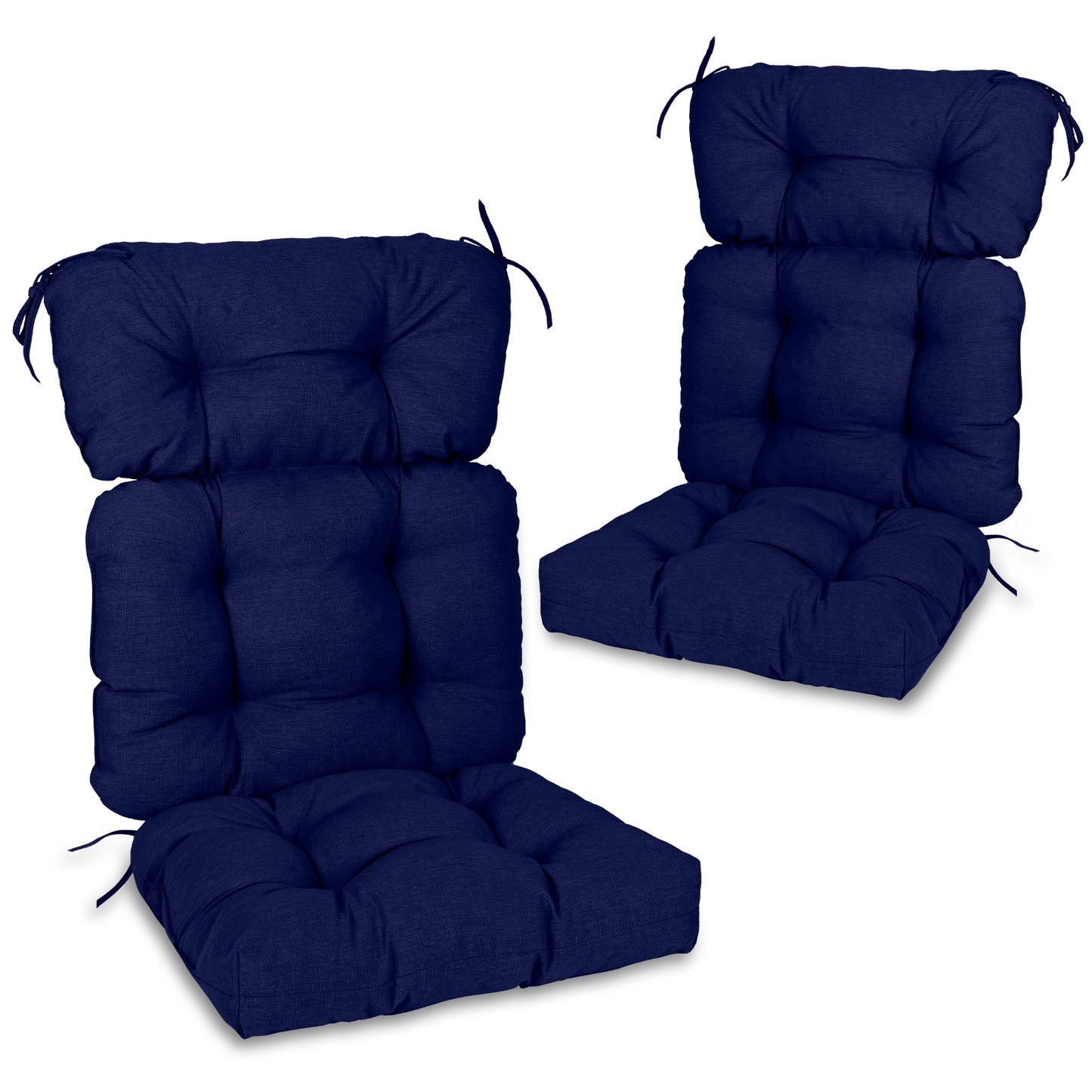 Outdoor Tufted High Back Cushions Patio Replacement Chair Cushion with Ties - Dark Blue