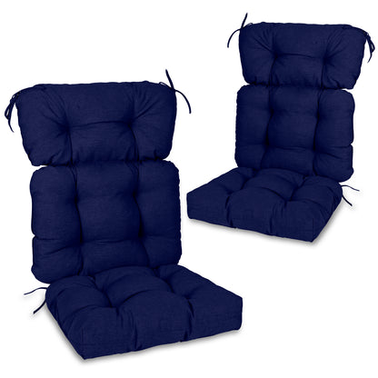 Outdoor Tufted High Back Cushions Patio Replacement Chair Cushion with Ties - Dark Blue