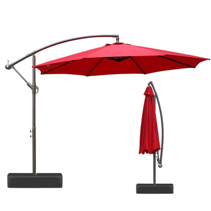 Offset Hanging Umbrella with Base Stand 10 Ft. Patio Umbrella Aoodor Red