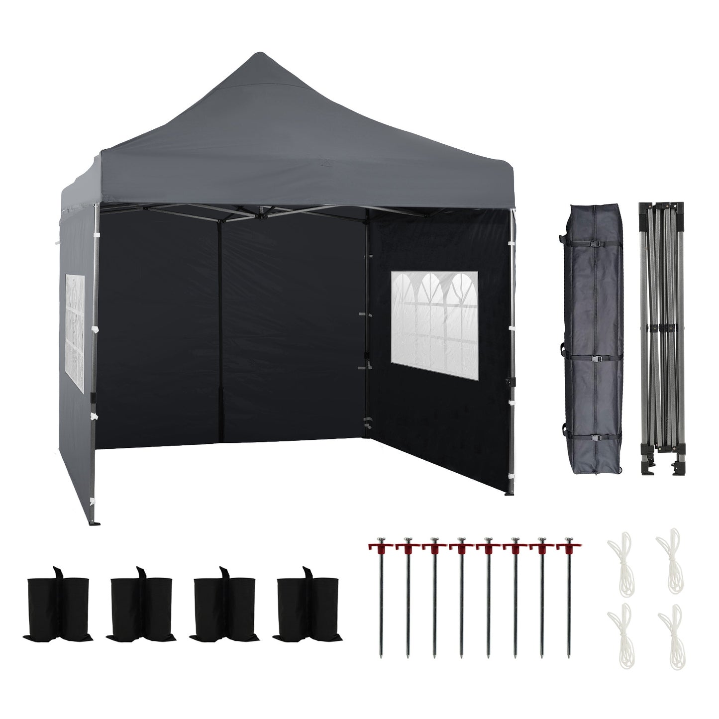 10x10 ft. Pop Up Canopy Tent with Windows Sidewalls and Wheeled Bag