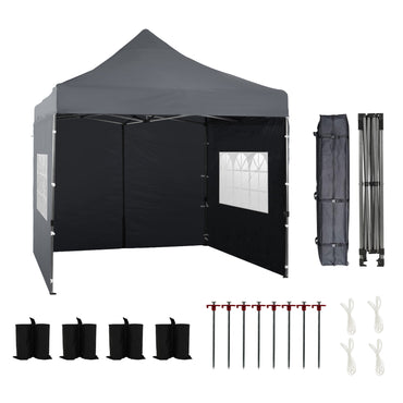 10x10 ft. Pop Up Canopy Tent with Windows Sidewalls and Wheeled Bag