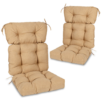 Outdoor Tufted High Back Cushions Patio Replacement Chair Cushion with Ties - Brown