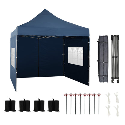 10x10 ft. Pop Up Canopy Tent with Windows Sidewalls and Wheeled Bag