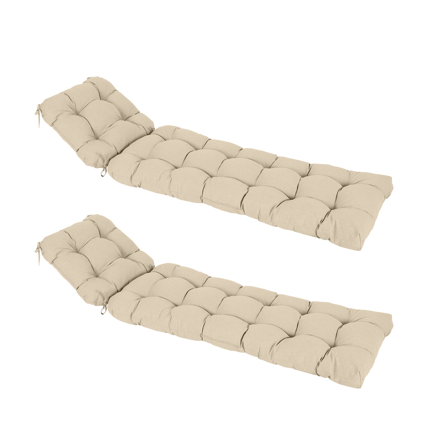 76"x22"x5.1" Polyester Tufted Chaise Lounge Cushion for Outdoor Wicker Chaise Lounge Use, 2 Packs - Khaki