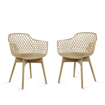 Modern Dining Chairs Set, Weather-Resistant Plastic Cafe Chairs
