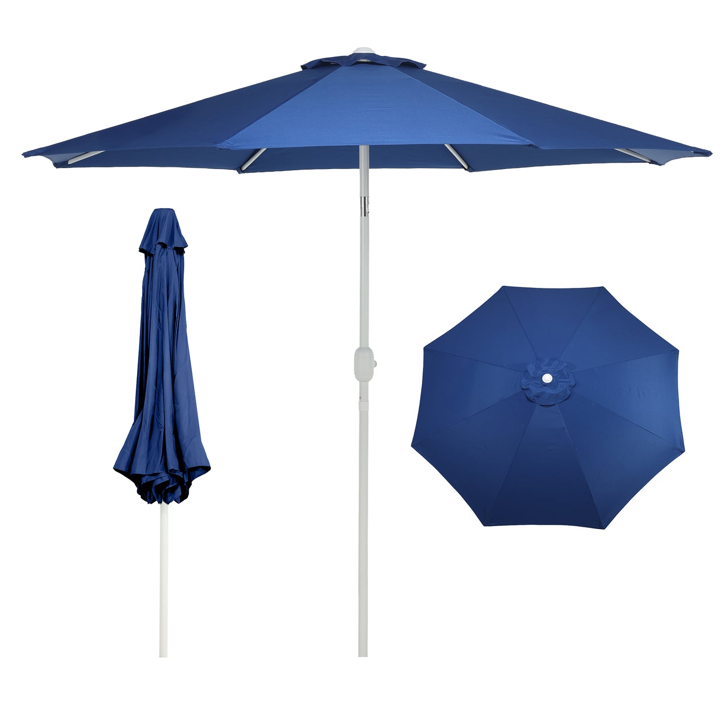 9 ft. Outdoor Patio Market Umbrella with 8 Sturdy Ribs, Push Button Tilt and Crank