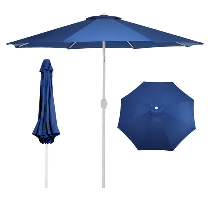 9 ft. Outdoor Patio Market Umbrella with 8 Sturdy Ribs, Push Button Tilt and Crank