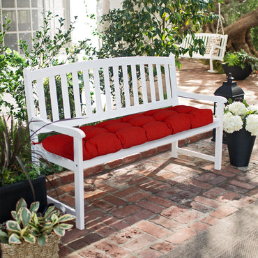 Outdoor Polyester Tufted Bench Cushion, Water & Fade Resistant, Red