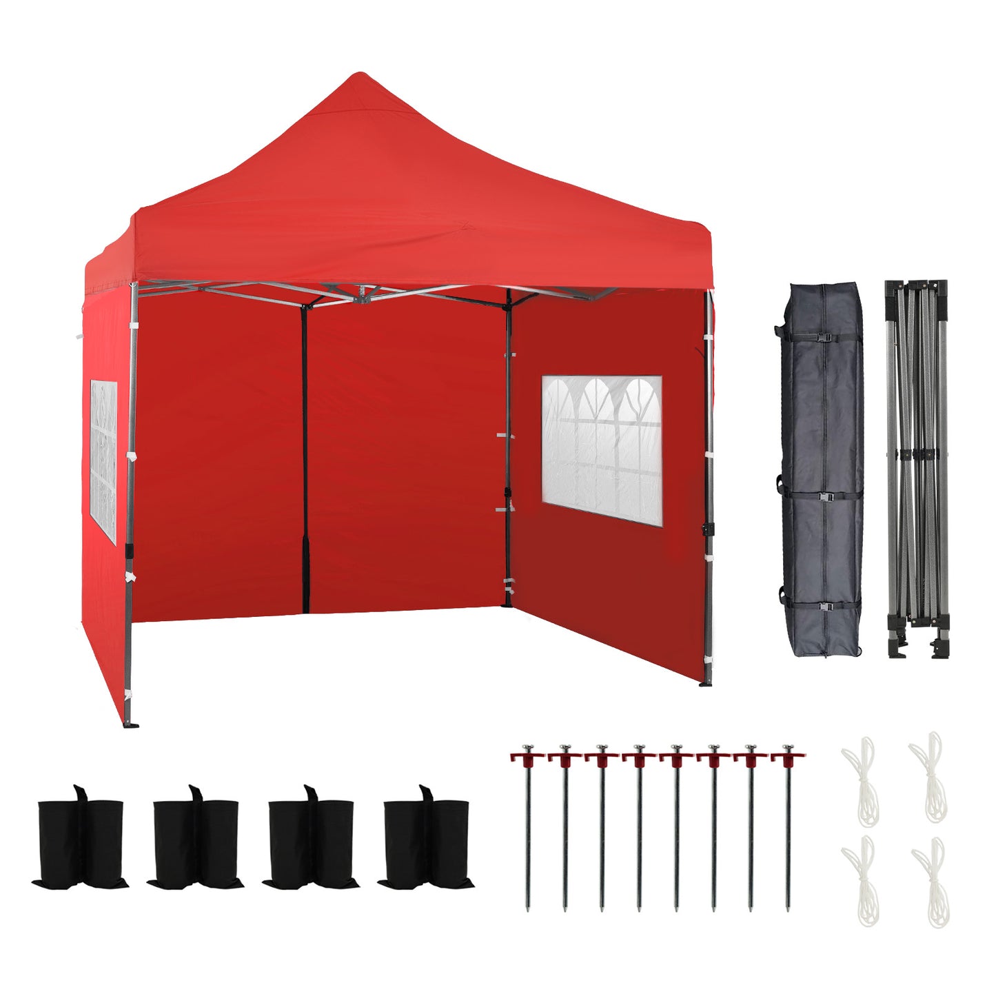 10x10 ft. Pop Up Canopy Tent with Windows Sidewalls and Wheeled Bag