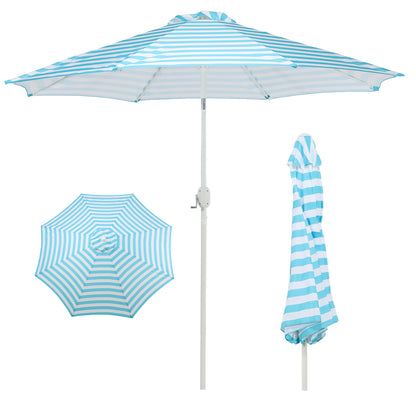 9 ft. Outdoor Patio Market Umbrella Aluminum Frame with Push Button Tilt Crank and 8 Steel Ribs