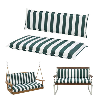 Outdoor 2-3 Seater Bench Cushion Set for Patio Swing and Bench, Green Stripe