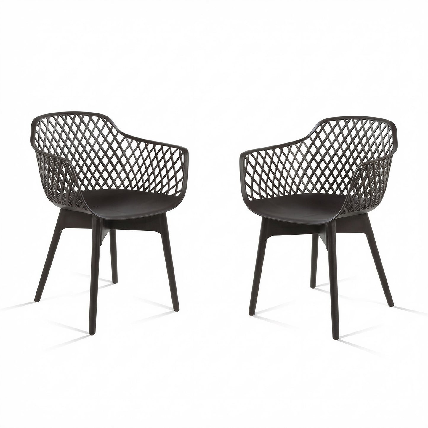 Modern Dining Chairs Set, Weather-Resistant Plastic Cafe Chairs