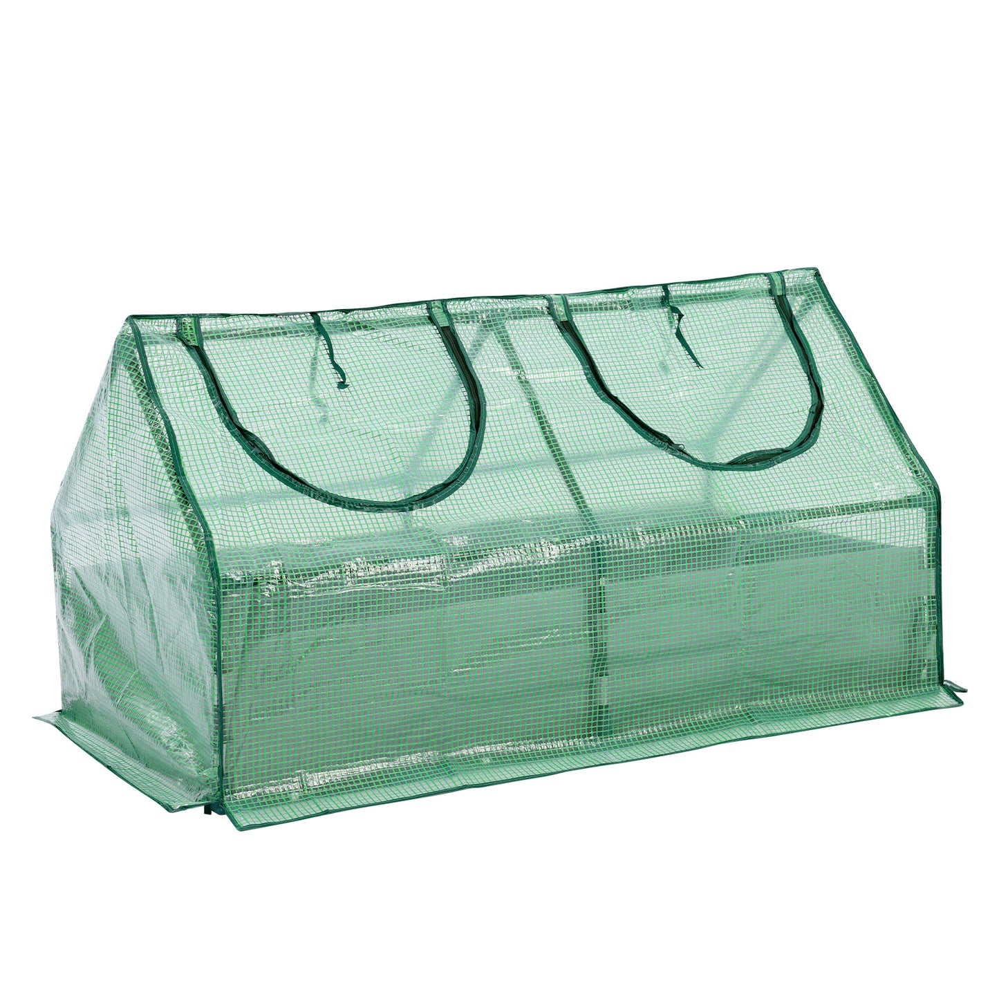 Raised Garden Bed with Mini Greenhouse Cover, Green PE Planter Box Kit