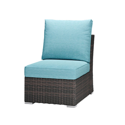 Aoodor Patio Armless Sofa with Turquoise Cushions: Modern Outdoor Living