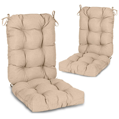 Tufted Outdoor High Back Cushions Patio Replacement Chair Cushion, Khaki